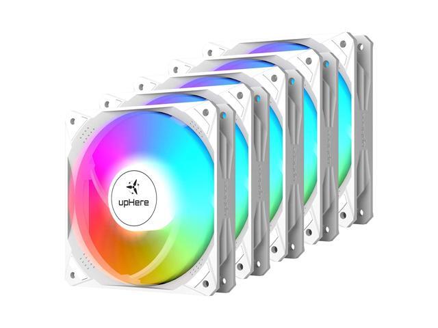 upHere 120mm White 5V ARGB Case Fan Long Life Hydraulic Bearing with Motherboard Sync 168 Million Colors Addressable LEDs5 Pack NT123+3-5