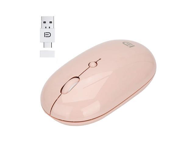 1600 DPI Cordless Mouse FD Type-C USB Receiver Wireless Mouse Quiet Click 3 Level DPI for PC Laptop Smartphone Home Office Pink