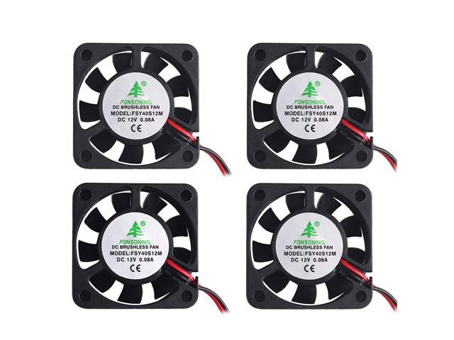 MakerFocus 4pcs 3D Printer Fan 12V 40mm 12 Volt Fan 008A DC Mini Quiet Cooling Fan 40X40X10mm with 28cm Cable for 3D Printer DVR and Other Small