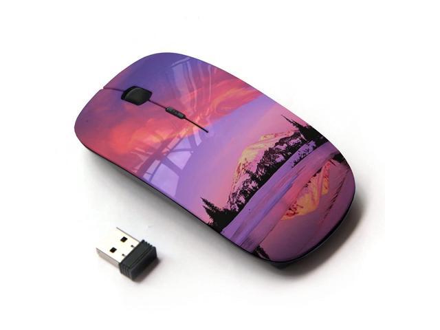 KOOLmouse [ Optical 24G Wireless Mouse ] [ Winter Alaska Mountains Lake Pink Purple ]
