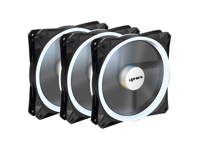 upHere Halo Ring Led 140mm case Fan 3 Pack Hydraulic Bearing Quiet Cooling case Fan for Computer Mirage Color LED Fan 3 pin with Anti Vibration