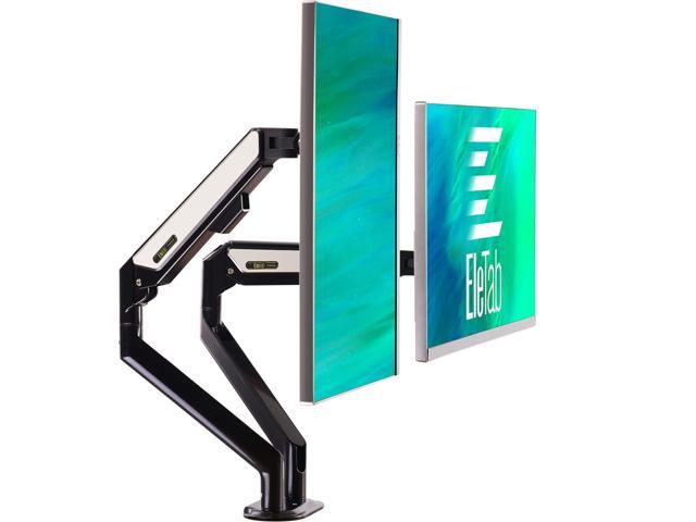 EleTab Dual Arm Monitor Stand - Height Adjustable Desk Monitor Mount Fits for Computer Screens 17 to 32 inches - Each Arm Holds up to 198 lbs White