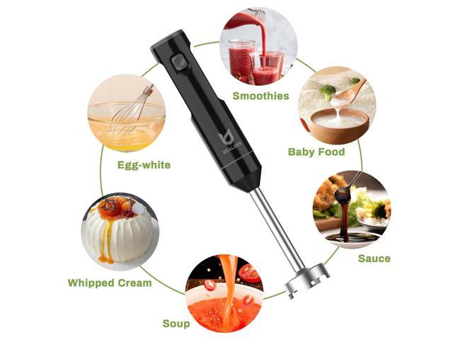 Zell Cordless Hand Blender, Variable Speed Immersion Blender Handheld  Rechargeable, With Fast Charger, Egg Whisk, For Smoothies, Milkshakes,  Hummus And Soups Black 