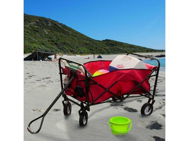 Folding Utility Wagon Garden Cart 150-Pound Weight Capacity - RED (XD1)