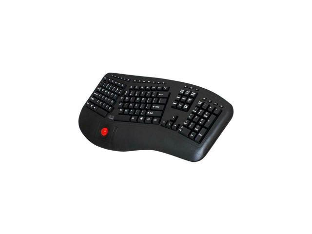 Adesso WKB-3500UB 24 GHz RF Tru-Form Ergonomic Wireless trackball keyboard wit