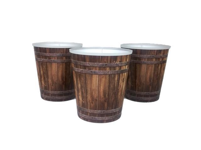 7 In Decorative Woodtone Plastic Coverpot (3-Pack)