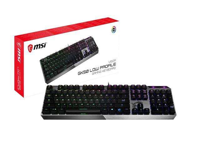 MSI Gaming Gear Backlit RGB LED Kailh Low Profile Mechanical Switches Anti Ghosting 104 Keys Brushed Aluminum Gaming Keyboard (Vigor GK50 Low