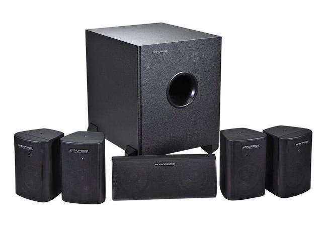 Monoprice 51 Channel Home Theater Satellite Speakers And Subwoofer - Black