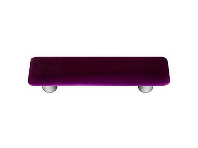 Hot Knobs HK1045-PA Violet Striker Rectangle Glass Cabinet Pull - Aluminum Post