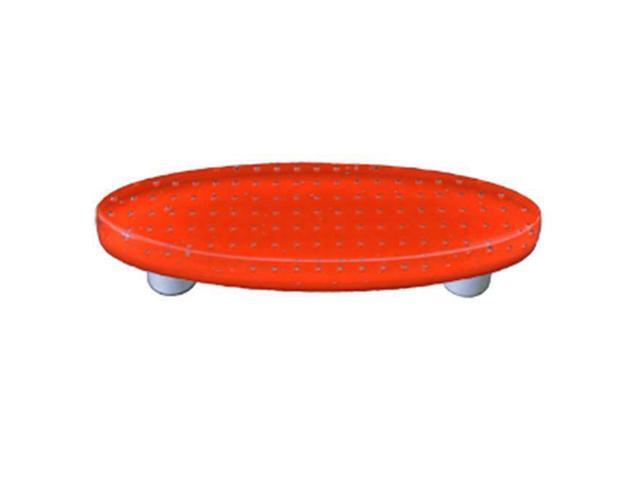 Hot Knobs HK1202-POA Bubbles Orange Oval Glass Cabinet Pull - Aluminum Post