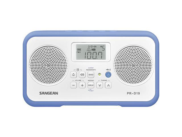 Sangean PR-D19BU FM Stereo/AM Digital Tuning Portable Radio with Protective Bumper (White/Blue)