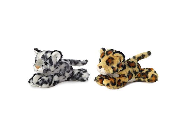 Aurora Bundle of 2 75' Floppy Beanbag Wildcat Stuffed Animals - Amazon Jaguar & Snow Leopard