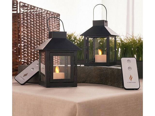 Recertified - Luminara Set of 2 Mini Lanterns with Tea Lights & (2) Remotes - Black