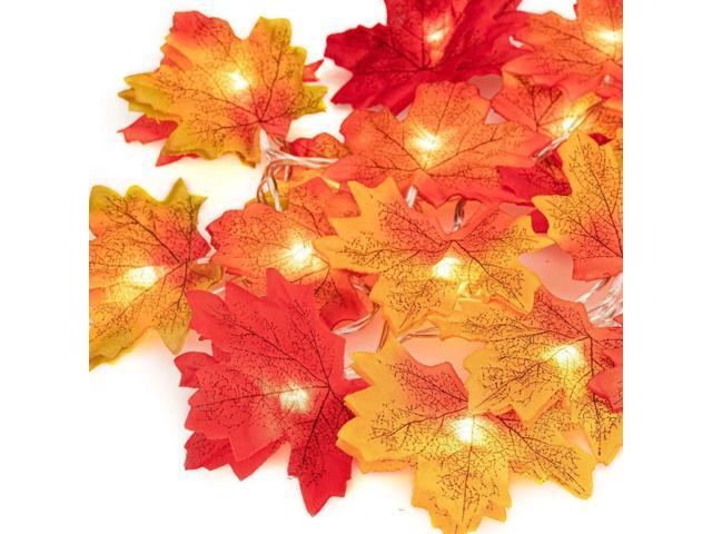 UNEEDE Fall Decor Maple Leaves String Light Waterproof Thanksgiving Decorations