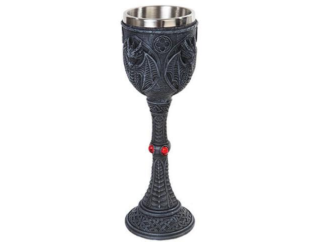 Pacific Trading Medieval Dragon Goblet Resin Stainless Steel Cup Wine Glass