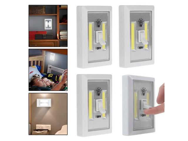 4 Pcs Cordless COB LED Night Light Switch Battery Operated Closet Wall Emergency