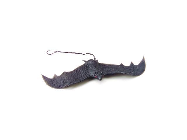 Set Of 12 Black Rubber Halloween Decoration Hanging Bats