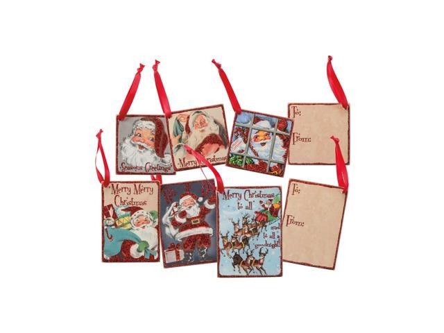 Set/8 Primitives By Kathy Retro Vntg Santa Gift Tag Christmas Festive Home Decor