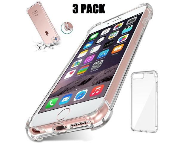 3 Pack 6 Plus Iphone Transparent Thin Hard Reinforced Tpu Bumper Cushion Case