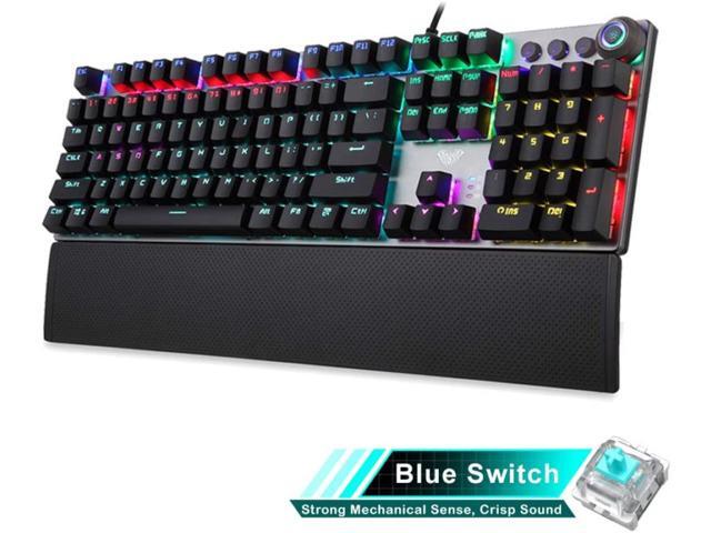 AULA F2088 Mechanical Gaming Keyboard Detachable Wrist Rest Multimedia Knob 104