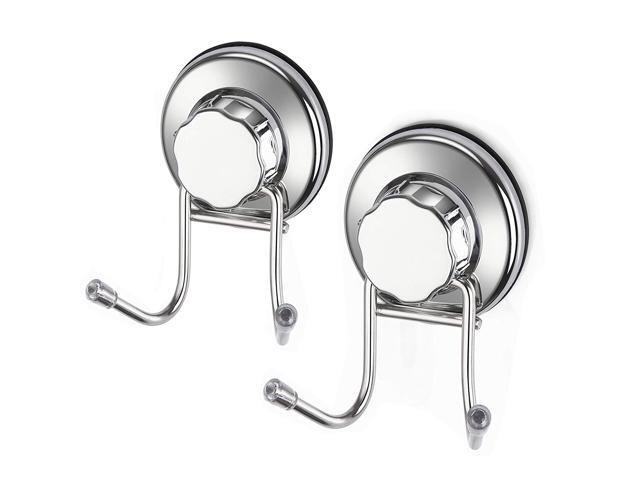 iPEGTOP Strong Suction Cup Hooks Damage Free Stainless Steel Hook for Towel Robe Loofah Bags Coat Kitchen Tools and Bathroom Accessories 2 Pack