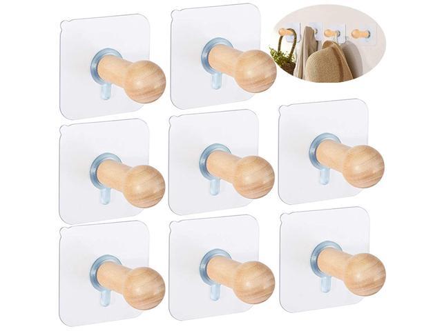 Adhesive Hooks Hat Hooks Wall Mounted Hat Hanger Wall Rack Coat Hanging Wooden Bathroom Hooks Stick On Door Closet Cabinet Wardrobe Entryway