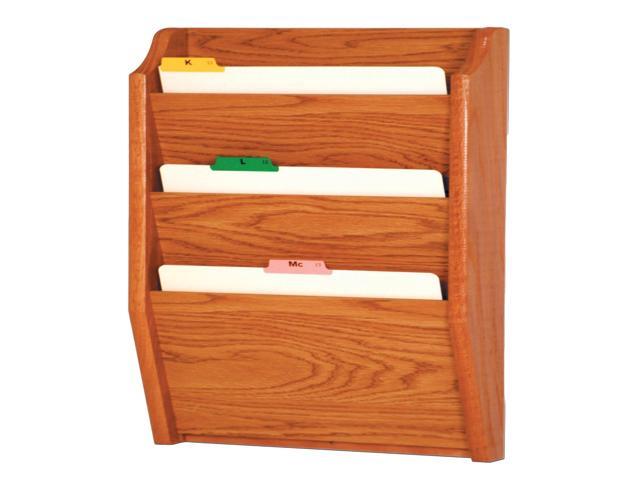 Wooden Mallet 3-Pocket File Holder Legal Size Medium Oak