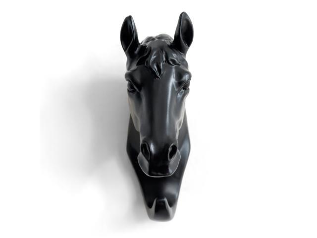 HERNGEE Horse Head Single Wall Hook/Hanger Animal Shaped Coat Hat Hook Heavy Duty Rustic Decorative Gift Black