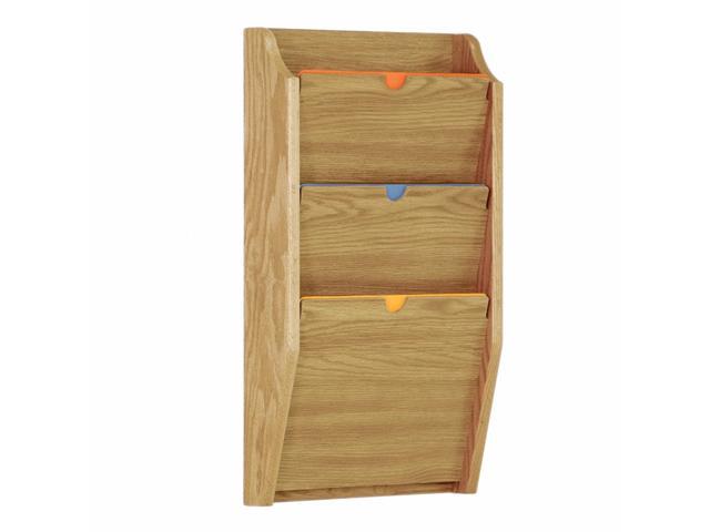 Wooden Mallet 3-Pocket Privacy Chart Holder HIPAA Compliant Letter Size Medium Oak