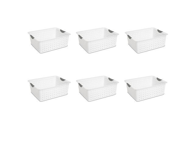 Sterilite 16268006 Large Ultra Basket White Basket w/ Titanium Inserts 6-Pack