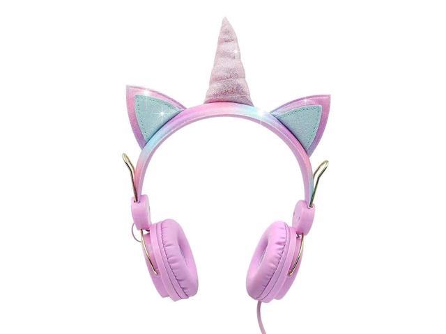 Libode S10 Unicorn Kids Headphones for Girls Children Teens Safe Volume Limited 85dB Wired Headphones with Adjustable Headband 35mm Jack