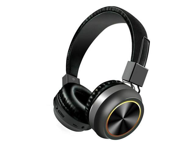 LED Wireless Headphones Bluetooth 50 Headset Foldable Stereo Over Ear Earphones Ear-Cup Wireless 35mm Jack Micro USB Double Black