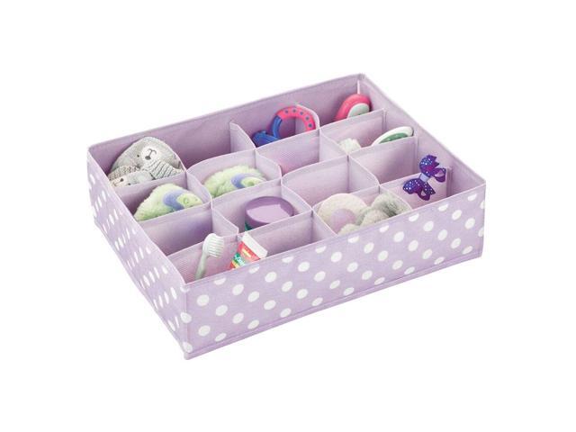 mDesign Soft Fabric 16 Section Dresser Drawer and Closet Storage Organizer for Child/Kids Room Nursery Playroom - Divided Large Organizer Bin