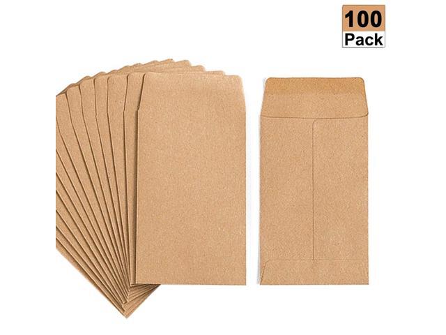 100 Pack Kraft Small Coin Envelopes Self-Adhesive Kraft Seed Envelopes Mini Parts Small Items Stamps Storage Packets Envelopes for Garden Office