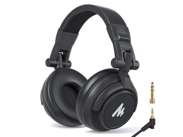 50MM Drivers Studio Headphones MAONO AU-MH601 Over Ear Stereo Monitor Closed Back Headphones for Music DJ Podcast (Black)