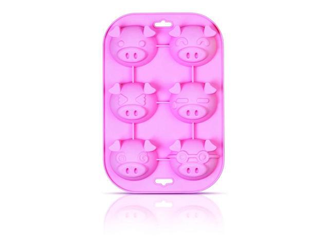 SiliconeZone Piggy Collection Non-Stick Silicone 6-Cup Muffin Mold Pink