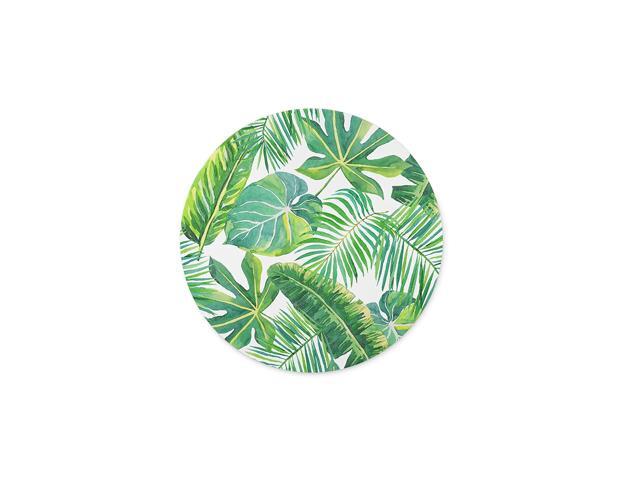 ABin Shuangyi -Green Palm Leaves on The White Background Round Mouse pad Customized Non Slip Rubber Round Mouse pad Non Slip Rubber Mouse pad