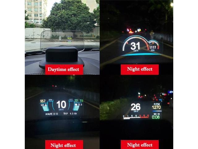 C1 Car Head Up Display HUD Display with OBD GPS Dual Systems Car HUD with Speedometers Warning GPS Multiple Display Functions