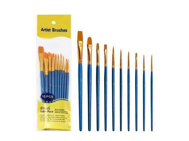 10Pcs/set Nylon Artist Paint Brush Professional Watercolor Acrylic Wooden Handle Painting Brushes Art Supplies Stationery