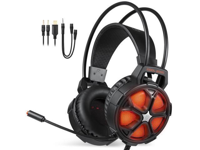 EasySMX Stereo Gaming Headset for PS4 New Xbox One with Mic LED Lighting Noise Cancellation and in-line Controller Compatible with Laptop PC Mac