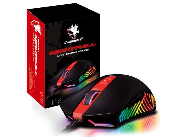 Digifast Nightfall NF15 RGB Gaming Mouse Adjustable Weight 60 Million Click Durability 7 Programmable Buttons Dynamic RGB Customizable Color DPI