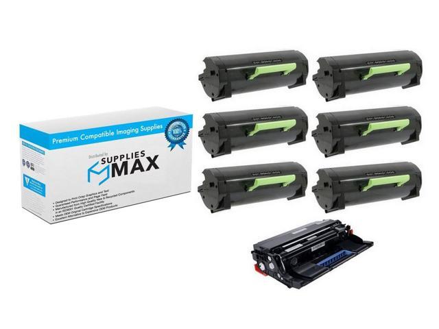 NeweggBusiness - SuppliesMAX Compatible Replacement for Lexmark MS-710/MS-711/MS-810/MS-811/MS-812  Series Drum/High Yield Toner Value Combo Pack (1-Drum Unit/6-Toners) (NO.  520HA) (52D0Z00_1PK/52D0H07_6PKVB)