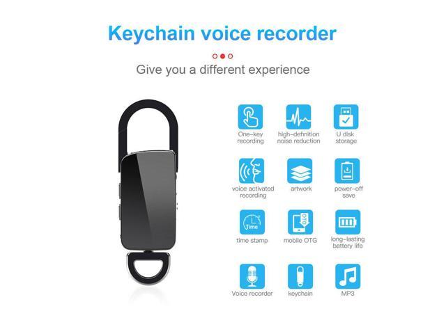 4/8/32G Mini Keychain Recorder Voice Activated Listening Device MP3 Player Black 