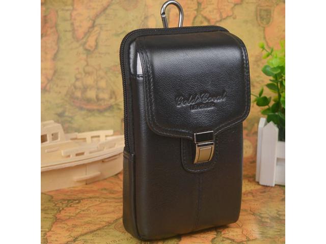 5.5/6 Inch Cell Phone Waist Bag Leather Belt Zipper Coin Purse Bag Black (760339658753 Belts & Suspenders) photo