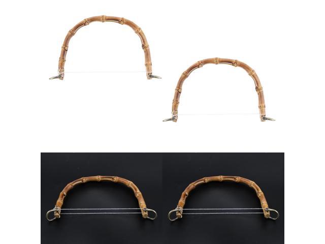 2x DIY Real Bamboo Wooden Purse Bag Handle Handbag Replacement Bronze Buckle (745270878002 Belts & Suspenders) photo