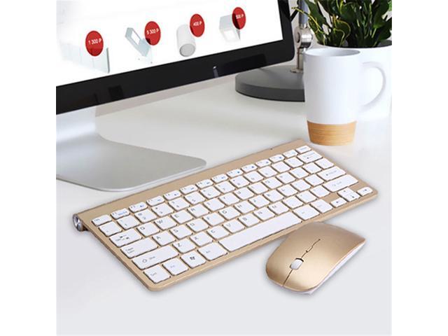 Ultra Slim Wireless Keyboard and Mouse Combo with USB Nano Receiver Golden