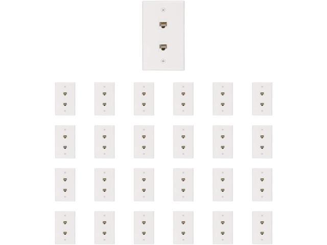 Buyer's Point 2 Port Cat6 Ethernet Wall Plate Female-Female White - 25 Pack