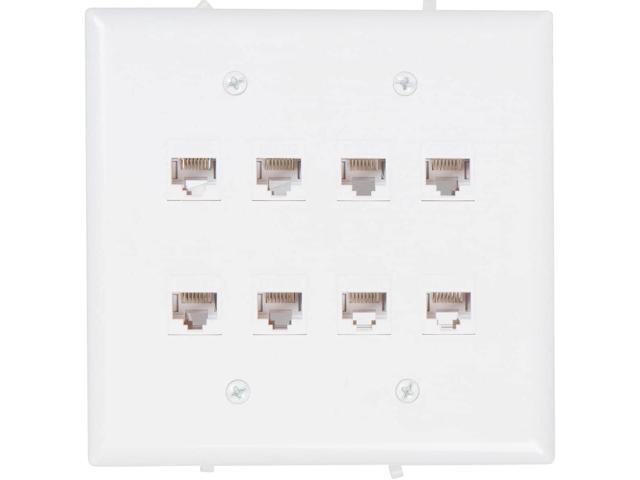 Buyer's Point 8 Port Gang Ethernet Cat6 RJ45 Network Wall Plate (White) - 10 Pack