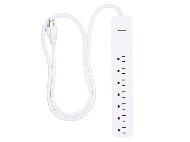 Power Strip Sur Protector 7 Outlets Long Power Cord 4ft Wall Mount Warranty White 36358
