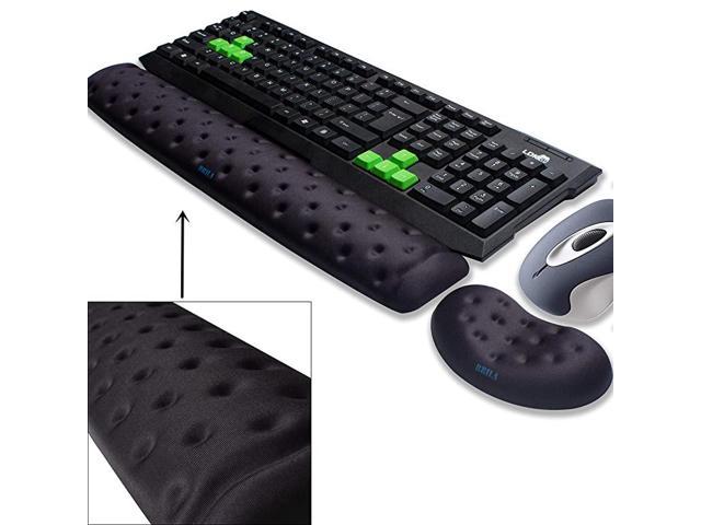 Memory Foam Mouse Keyboard Wrist Rest Support Pad Cushion Set for Computer Laptop Office Work PC Gaming Massage Holes Design Easy Typing Wrist Pain